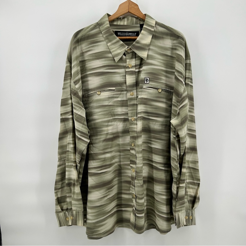 Pelle Pelle Marc Buchanan Mens 3XL Button Up Shirt Abstract Green Streetwear Vtg